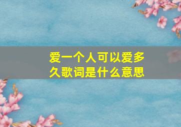 爱一个人可以爱多久歌词是什么意思