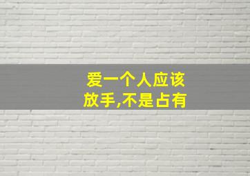 爱一个人应该放手,不是占有