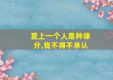 爱上一个人是种缘分,我不得不承认