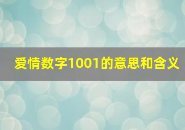 爱情数字1001的意思和含义