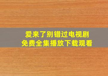 爱来了别错过电视剧免费全集播放下载观看