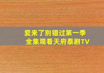 爱来了别错过第一季全集观看天府泰剧TV