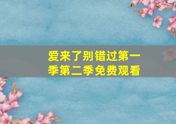 爱来了别错过第一季第二季免费观看