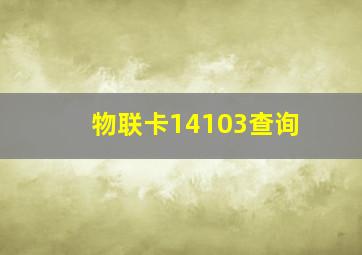 物联卡14103查询