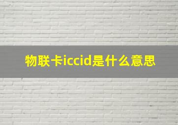 物联卡iccid是什么意思