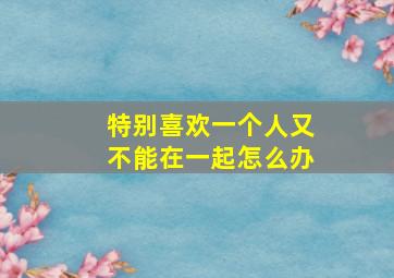 特别喜欢一个人又不能在一起怎么办