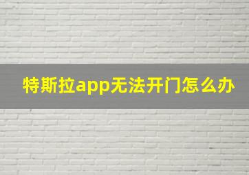 特斯拉app无法开门怎么办