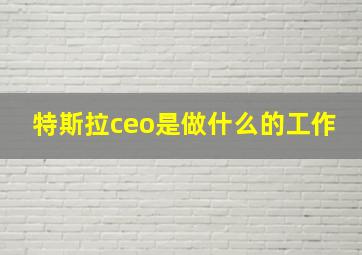 特斯拉ceo是做什么的工作