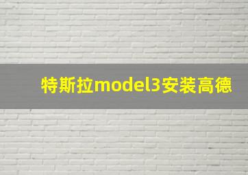 特斯拉model3安装高德