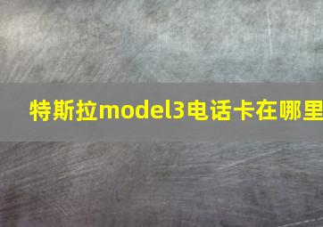 特斯拉model3电话卡在哪里