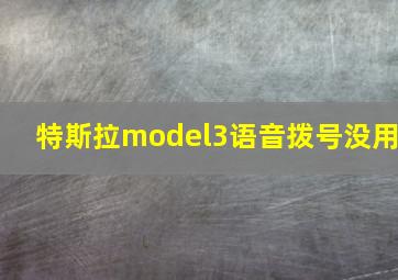 特斯拉model3语音拨号没用