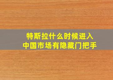 特斯拉什么时候进入中国市场有隐藏门把手