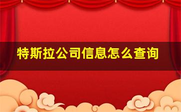 特斯拉公司信息怎么查询