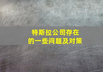 特斯拉公司存在的一些问题及对策