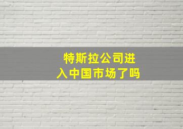 特斯拉公司进入中国市场了吗