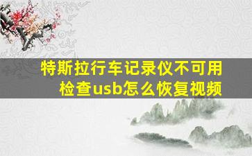 特斯拉行车记录仪不可用检查usb怎么恢复视频