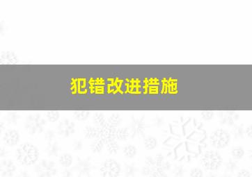 犯错改进措施