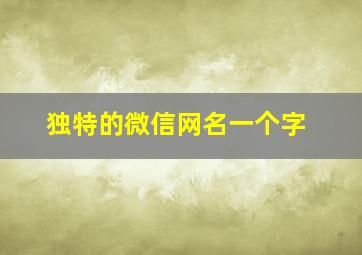 独特的微信网名一个字