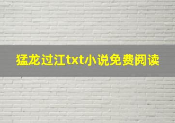 猛龙过江txt小说免费阅读