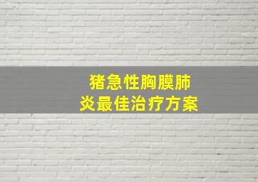 猪急性胸膜肺炎最佳治疗方案