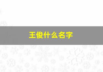 王俊什么名字