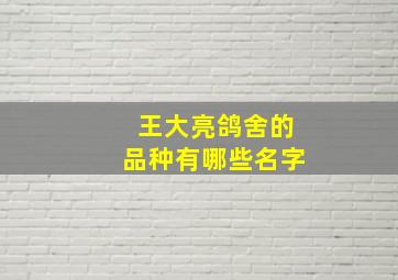 王大亮鸽舍的品种有哪些名字