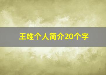 王维个人简介20个字