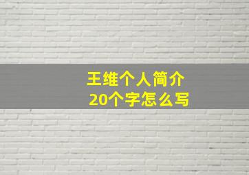 王维个人简介20个字怎么写