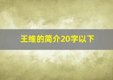 王维的简介20字以下