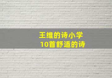 王维的诗小学10首舒适的诗