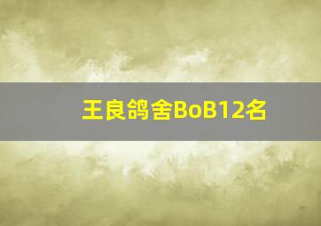 王良鸽舍BoB12名