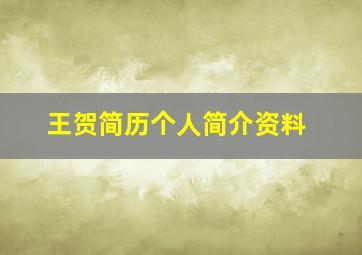 王贺简历个人简介资料