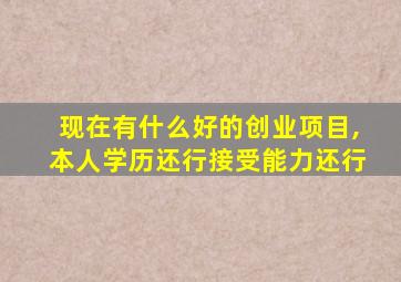 现在有什么好的创业项目,本人学历还行接受能力还行