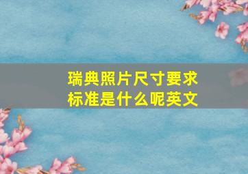 瑞典照片尺寸要求标准是什么呢英文