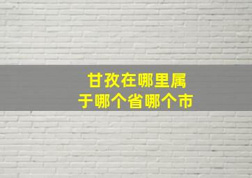 甘孜在哪里属于哪个省哪个市