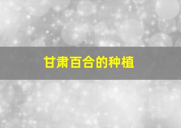 甘肃百合的种植