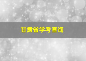 甘肃省学考查询