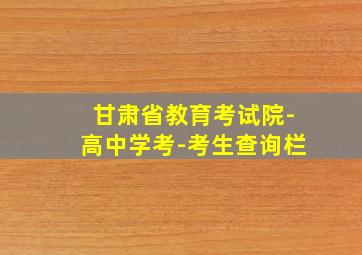 甘肃省教育考试院-高中学考-考生查询栏