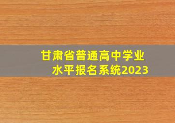 甘肃省普通高中学业水平报名系统2023