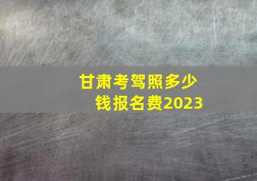 甘肃考驾照多少钱报名费2023