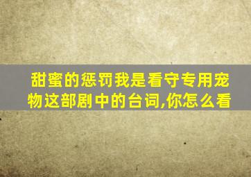 甜蜜的惩罚我是看守专用宠物这部剧中的台词,你怎么看