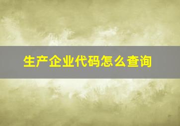 生产企业代码怎么查询