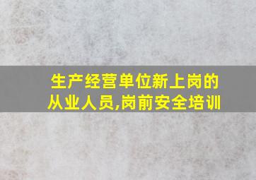 生产经营单位新上岗的从业人员,岗前安全培训