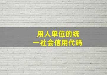 用人单位的统一社会信用代码