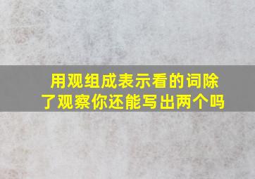 用观组成表示看的词除了观察你还能写出两个吗