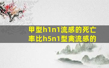 甲型h1n1流感的死亡率比h5n1型禽流感的