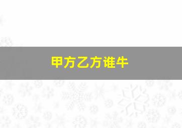 甲方乙方谁牛