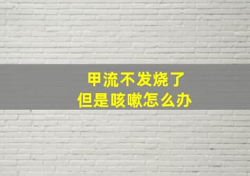 甲流不发烧了但是咳嗽怎么办