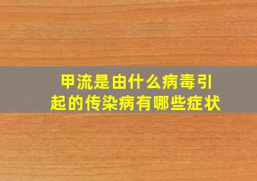 甲流是由什么病毒引起的传染病有哪些症状