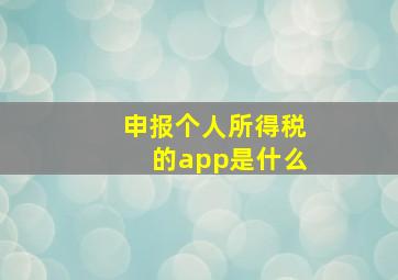 申报个人所得税的app是什么